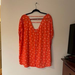 Coral dandelion tunic top